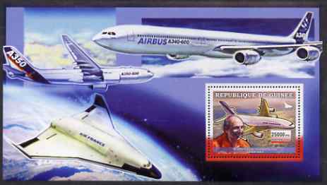 Guinea - Conakry 2006 Airbus A380 perf s/sheet #1 containing 1 value (Claude Lelaie Test Pilot) unmounted mint , stamps on , stamps on  stamps on aviation, stamps on  stamps on airbus