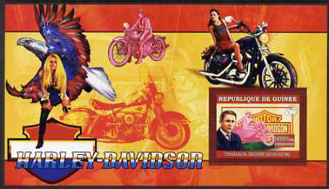 Guinea - Conakry 2006 Harley Davidson Motorcycles #1 - William S Harley perf s/sheet unmounted mint , stamps on motorbikes, stamps on personalities