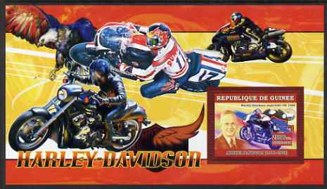 Guinea - Conakry 2006 Harley Davidson Motorcycles #2 - Arthur Davidson perf s/sheet unmounted mint , stamps on motorbikes, stamps on personalities