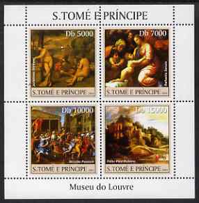 St Thomas & Prince Islands 2004 The Louvre Museum perf sheetlet containing 4 values unmounted mint, Mi 2527-30, stamps on arts, stamps on museums, stamps on nudes