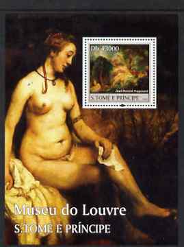 St Thomas & Prince Islands 2004 The Louvre Museum perf s/sheet containing 1 value (Fragonard) unmounted mint  Mi BL 494, stamps on , stamps on  stamps on arts, stamps on  stamps on museums, stamps on  stamps on nudes