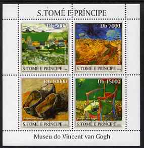 St Thomas & Prince Islands 2004 The Van Gogh Museum perf sheetlet containing 4 values unmounted mint, Mi 2535-38, stamps on arts, stamps on museums, stamps on van gogh