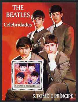 St Thomas & Prince Islands 2004 Celebrities perf s/sheet containing 1 value (Beatles) unmounted mint  Mi BL 489, stamps on personalities, stamps on beatles, stamps on music, stamps on rock, stamps on pops