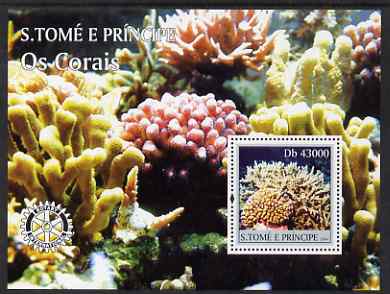St Thomas & Prince Islands 2004 Coral perf s/sheet containing 1 value unmounted mint  Mi BL 487, stamps on marine life, stamps on coral