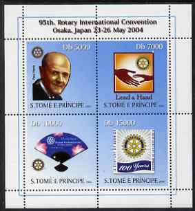 St Thomas & Prince Islands 2004 Centenary of Rotary International #2 perf sheetlet containing 4 values unmounted mint, Mi 2593-96, stamps on rotary, stamps on deseases, stamps on polio, stamps on medical
