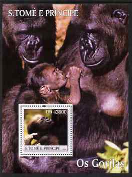 St Thomas & Prince Islands 2004 Gorillas perf s/sheet containing 1 value unmounted mint  Mi BL 511, stamps on animals, stamps on apes, stamps on gorillas