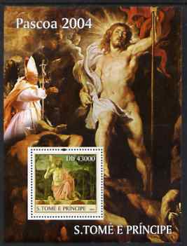 St Thomas & Prince Islands 2004 Easter & Pope perf s/sheet containing 1 value unmounted mint  Mi BL 521, stamps on , stamps on  stamps on easter, stamps on  stamps on pope, stamps on  stamps on religion