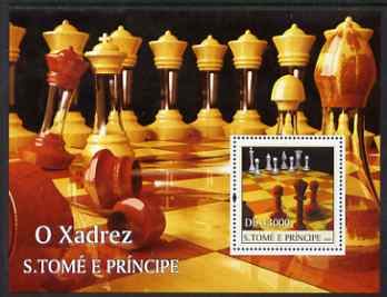 St Thomas & Prince Islands 2004 Chess perf s/sheet containing 1 value unmounted mint  Mi BL 515, stamps on chess