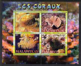 Malawi 2007 Coral perf sheetlet containing 4 values unmounted mint, stamps on marine life, stamps on corals