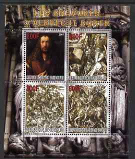 Djibouti 2007 The Engravings of Albrecht Durer perf sheetlet containing 4 values unmounted mint, stamps on arts, stamps on durer