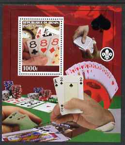 Benin 2008 Playing Cards & Gambling perf s/sheet containing 1 value (with Scout Logo) unmounted mint, stamps on scouts, stamps on playing cards, stamps on clocks