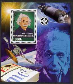 Benin 2008 Albert Einstein perf s/sheet containing 1 value (with Scout Logo) unmounted mint, stamps on scouts, stamps on personalities, stamps on science, stamps on physics, stamps on nobel, stamps on einstein, stamps on maths, stamps on space, stamps on judaica, stamps on personalities, stamps on einstein, stamps on science, stamps on physics, stamps on nobel, stamps on maths, stamps on space, stamps on judaica, stamps on atomics