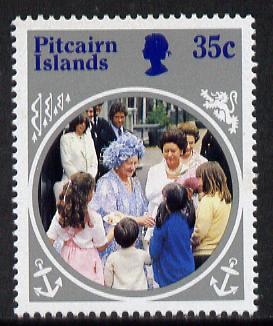 Pitcairn Islands 1985 Life & Times of HM Queen Mother 35c with wmk inverted unmounted mint SG 269w (gutter pairs price x2), stamps on royalty, stamps on queen mother