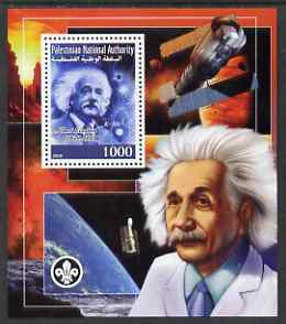 Palestine (PNA) 2008 Albert Einstein perf s/sheet containing 1 value (with Scout Logo) unmounted mint. Note this item is privately produced and is offered purely on its t..., stamps on scouts, stamps on personalities, stamps on science, stamps on physics, stamps on nobel, stamps on einstein, stamps on maths, stamps on space, stamps on judaica, stamps on personalities, stamps on einstein, stamps on science, stamps on physics, stamps on nobel, stamps on maths, stamps on space, stamps on judaica, stamps on atomics