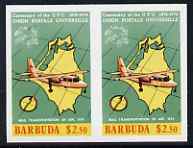 Barbuda 1974 Britten Norman & Map $2.50 Imperf pair (from UPU set) unmounted mint as SG 178, stamps on postal, stamps on  upu , stamps on aviation, stamps on maps