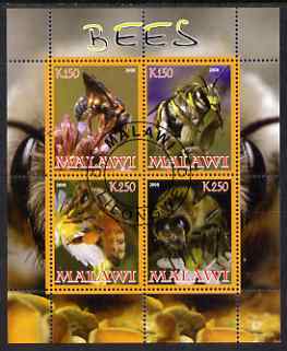 Malawi 2008 Bees perf sheetlet containing 4 values fine cto used, stamps on bees, stamps on honey, stamps on insects