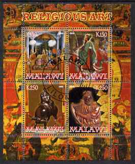 Malawi 2008 Religious Art perf sheetlet containing 4 values fine cto used, stamps on arts, stamps on religion, stamps on harps