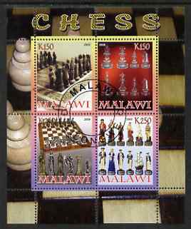 Malawi 2008 Chess perf sheetlet containing 4 values fine cto used, stamps on chess