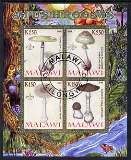 Malawi 2008 Fungi #1 perf sheetlet containing 4 values, each with Scout logo fine cto used, stamps on fungi, stamps on scouts