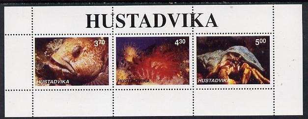 Norway - Hustadvika 1997 Sea Life perf sheetlet containing 3 values unmounted mint, stamps on , stamps on  stamps on fish, stamps on  stamps on marine life, stamps on  stamps on shells