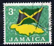 Jamaica 1964-68 National Flag & Map 3d fine cds used SG221, stamps on flags, stamps on maps