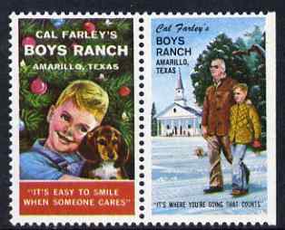 Cinderella - United States Boys Ranch, Amarillo, Texas se-tenant set of 2 labels unmounted mint (vert labels), stamps on , stamps on  stamps on youth