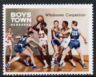 Cinderella - United States Boys Town, Nebraska unmounted mint label showing boys playing basketball, stamps on youth, stamps on basketball