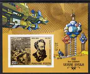 Hungary 1978 Jules Verne 150th Birth Anniversary imperf m/sheet unmounted mint as SG MS3201, stamps on personalities, stamps on literature, stamps on science, stamps on books, stamps on sci-fi, stamps on space
