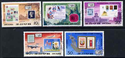 North Korea 1980 London 1980 Stamp Exhibition perf set of 5 fine cto used, SG N1968-72, stamps on stamp exhibitions, stamps on stamp on stamp, stamps on aviation, stamps on , stamps on stamponstamp