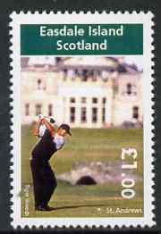 Easdale 2005 Tiger Woods at St Andrews perf \A31 value unmounted mint, stamps on personalities, stamps on golf, stamps on 