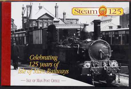 Isle of Man 1998 125th Anniversaryof Isle of Man Steam Railway Â£4.05 booklet complete & fine SG SB49, stamps on railways