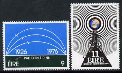 Ireland 1976 50th Anniversary of Irish Broadcasting Service perf set of 2 unmounted mint, SG 399-400, stamps on radio, stamps on communications