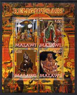 Malawi 2008 Religious Art perf sheetlet containing 4 values unmounted mint, stamps on arts, stamps on religion, stamps on harps