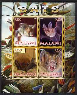 Malawi 2008 Bats perf sheetlet containing 4 values unmounted mint, stamps on bats, stamps on mammals, stamps on animals