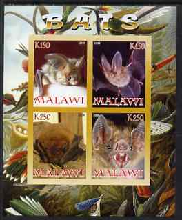 Malawi 2008 Bats imperf sheetlet containing 4 values unmounted mint, stamps on bats, stamps on mammals, stamps on animals