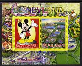 Malawi 2008 Disneyland perf sheetlet #2 containing 2 values unmounted mint, stamps on disney