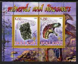 Malawi 2008 Minerals & Dinosaurs perf sheetlet #4 containing 2 values with Scout Logo unmounted mint, stamps on , stamps on  stamps on minerals, stamps on  stamps on dinosaurs, stamps on  stamps on scouts