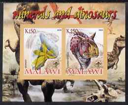 Malawi 2008 Minerals & Dinosaurs imperf sheetlet #1 containing 2 values with Scout Logo unmounted mint, stamps on minerals, stamps on dinosaurs, stamps on scouts