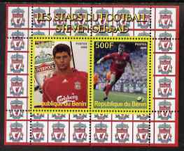 Benin 2008 Football Stars perf sheetlet #1 containing 2 values (Steven Gerrad) unmounted mint, stamps on , stamps on  stamps on personalities, stamps on  stamps on sport, stamps on  stamps on football