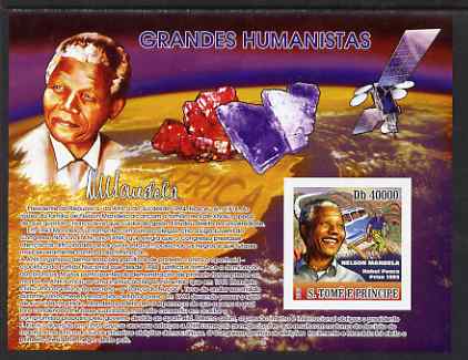 St Thomas & Prince Islands 2007 Nelson Mandela imperf s/sheet containing 1 value with Minerals unmounted mint , stamps on personalities, stamps on minerals, stamps on mandela, stamps on nobel, stamps on personalities, stamps on mandela, stamps on nobel, stamps on peace, stamps on racism, stamps on human rights
