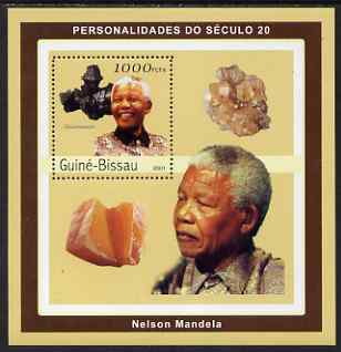 Guinea - Bissau 2001 Nelson Mandela & Minerals #1 perf s/sheet containing 1 value (Hausmannite) unmounted mint Mi 1980, stamps on personalities, stamps on nobel, stamps on mandela, stamps on minerals, stamps on personalities, stamps on mandela, stamps on nobel, stamps on peace, stamps on racism, stamps on human rights