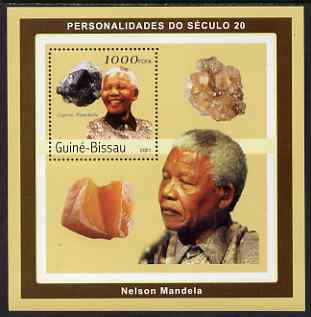 Guinea - Bissau 2001 Nelson Mandela & Minerals #2 perf s/sheet containing 1 value (Cuprite, Plancheite) unmounted mint Mi 1981, stamps on personalities, stamps on nobel, stamps on mandela, stamps on minerals, stamps on personalities, stamps on mandela, stamps on nobel, stamps on peace, stamps on racism, stamps on human rights
