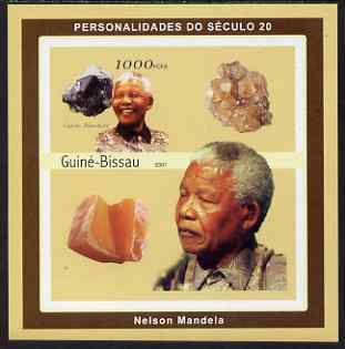 Guinea - Bissau 2001 Nelson Mandela & Minerals #2 perf s/sheet containing 1 value (Cuprite, Plancheite) unmounted mint Mi 1981, stamps on personalities, stamps on nobel, stamps on mandela, stamps on minerals, stamps on personalities, stamps on mandela, stamps on nobel, stamps on peace, stamps on racism, stamps on human rights