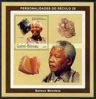 Guinea - Bissau 2001 Nelson Mandela & Minerals #4 perf s/sheet containing 1 value (Flourite) unmounted mint Mi 1983, stamps on personalities, stamps on nobel, stamps on mandela, stamps on minerals, stamps on personalities, stamps on mandela, stamps on nobel, stamps on peace, stamps on racism, stamps on human rights
