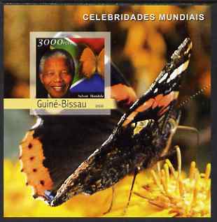 Guinea - Bissau 2003 Celebrites #2 imperf s/sheet containing 1 value (Mandela) unmounted mint , stamps on personalities, stamps on nobel, stamps on mandela, stamps on butterflies, stamps on personalities, stamps on mandela, stamps on nobel, stamps on peace, stamps on racism, stamps on human rights