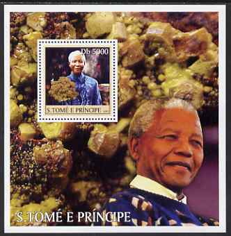 St Thomas & Prince Islands 2003 Personalities #2 perf s/sheet containing 1 value (Mandela) unmounted mint , stamps on personalities, stamps on nobel, stamps on mandela, stamps on , stamps on personalities, stamps on mandela, stamps on nobel, stamps on peace, stamps on racism, stamps on human rights