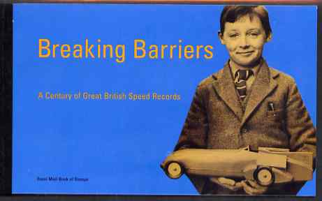 Great Britain 1998 Breaking Barriers Â£6.16 Prestige booklet complete and very fine, SG DX21, stamps on cars, stamps on aviation, stamps on racing cars