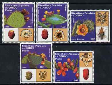 Congo 1989 Cacti perf set of 5 unmounted mint, SG 1152-57, stamps on flowers, stamps on cacti