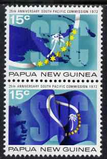Papua New Guinea 1972 25th Anniversary of South Pacific Commission perf set of 2 unmounted mint SG 214-5, stamps on maps, stamps on flags, stamps on 