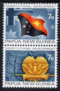 Papua New Guinea 1971 Constitutional Developments perf set of 2 (se-tenant pair) unmounted mint, SG 212-3, stamps on constitutions, stamps on flags